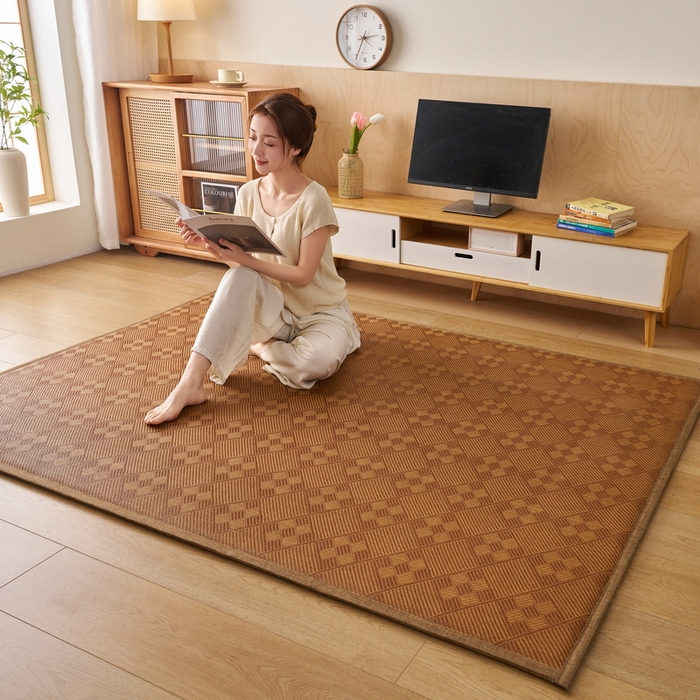 91家纺网 家纺一手货源 找家纺 畅畅家纺 2025新款多功能亲肤舒适凉感冰藤床垫藤席地垫（厚度1.5cm） 九方块