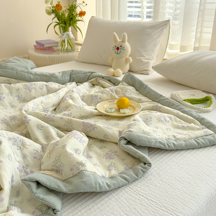 91家纺网 家纺一手货源 找家纺 睡棉坊 2025新款全棉有氧双层纱夏凉被空调被百分百纯棉被芯被子 海德花园