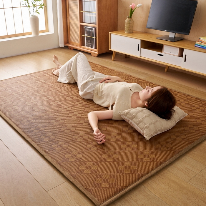 91家纺网 家纺一手货源 找家纺 畅畅家纺 2025新款多功能亲肤舒适凉感冰藤床垫藤席地垫（厚度1.5cm） 九方块