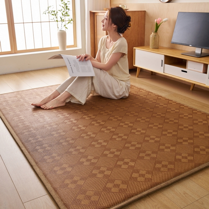 91家纺网 家纺一手货源 找家纺 畅畅家纺 2025新款多功能亲肤舒适凉感冰藤床垫藤席地垫（厚度1.5cm） 九方块