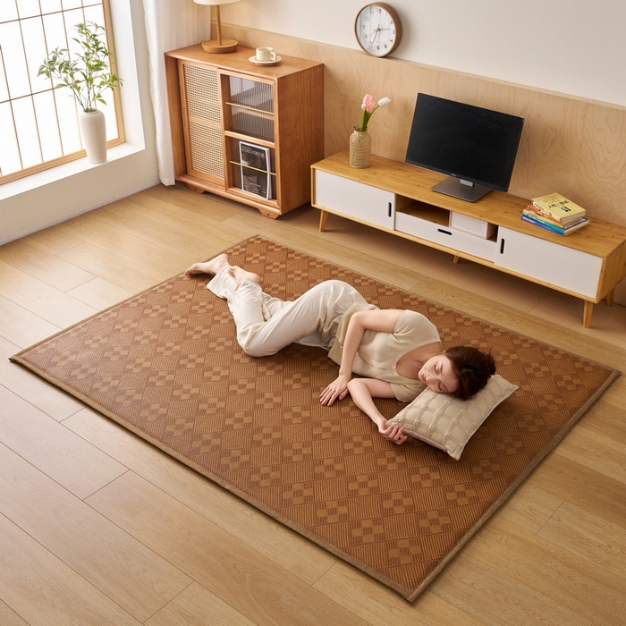 91家纺网 家纺一手货源 找家纺 畅畅家纺 2025新款多功能亲肤舒适凉感冰藤床垫藤席地垫（厚度1.5cm） 九方块