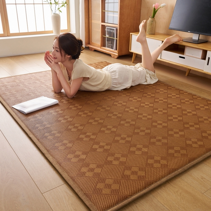 91家纺网 家纺一手货源 找家纺 畅畅家纺 2025新款多功能亲肤舒适凉感冰藤床垫藤席地垫（厚度1.5cm） 九方块