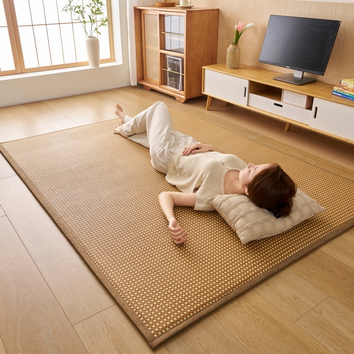 91家纺网 家纺一手货源 找家纺 畅畅家纺 2025新款多功能亲肤舒适凉感冰藤床垫藤席地垫（厚度1.5cm） 玉小格