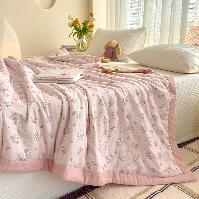 91家纺网 家纺一手货源 找家纺 睡棉坊 2025新款全棉有氧双层纱夏凉被空调被百分百纯棉被芯被子 卡洛琳