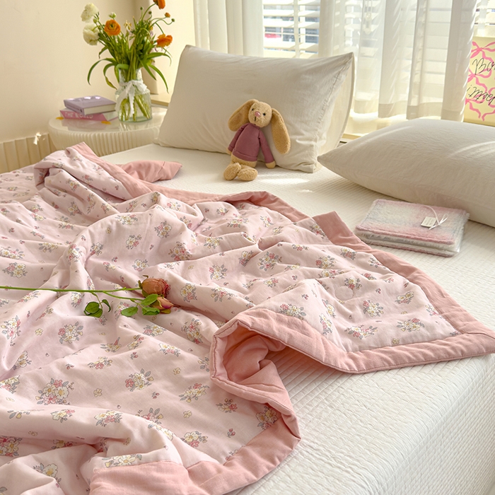 91家纺网 家纺一手货源 找家纺 睡棉坊 2025新款全棉有氧双层纱夏凉被空调被百分百纯棉被芯被子 卡洛琳