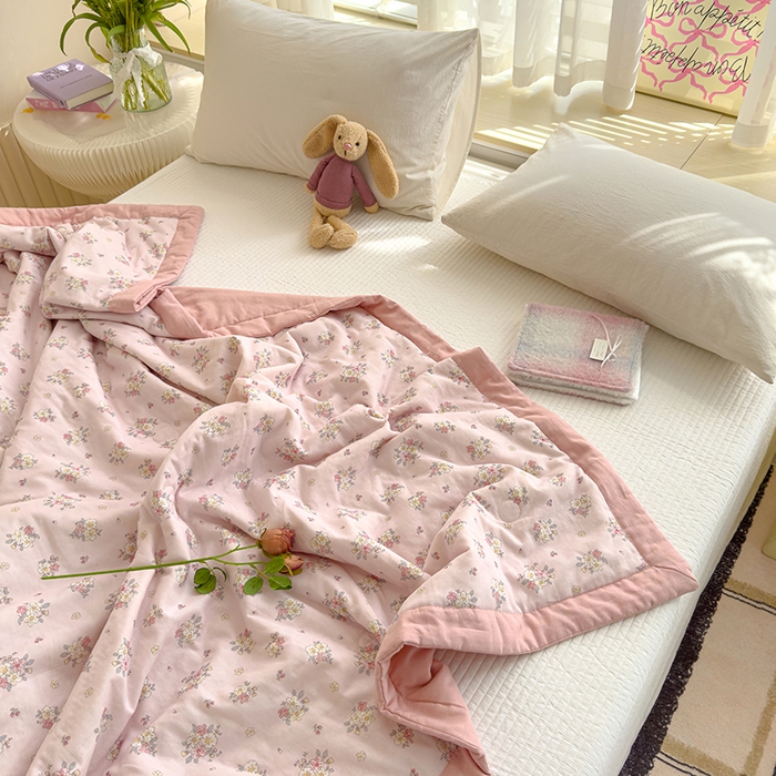 91家纺网 家纺一手货源 找家纺 睡棉坊 2025新款全棉有氧双层纱夏凉被空调被百分百纯棉被芯被子 卡洛琳