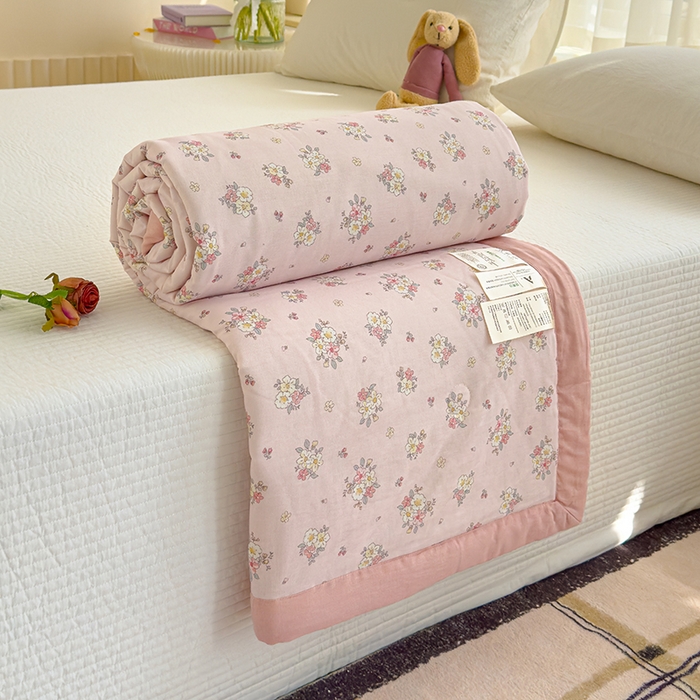 91家纺网 家纺一手货源 找家纺 睡棉坊 2025新款全棉有氧双层纱夏凉被空调被百分百纯棉被芯被子 卡洛琳