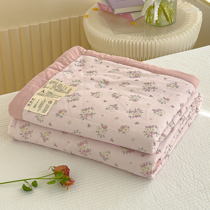 91家纺网 家纺一手货源 找家纺 睡棉坊 2025新款全棉有氧双层纱夏凉被空调被百分百纯棉被芯被子 卡洛琳