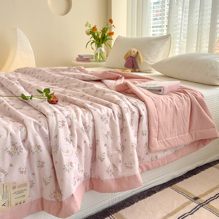 91家纺网 家纺一手货源 找家纺 睡棉坊 2025新款全棉有氧双层纱夏凉被空调被百分百纯棉被芯被子 卡洛琳