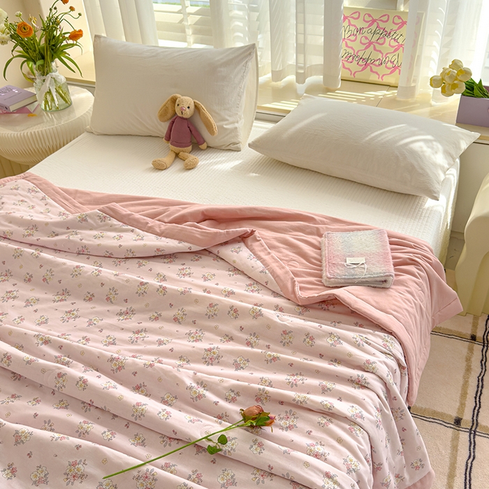 91家纺网 家纺一手货源 找家纺 睡棉坊 2025新款全棉有氧双层纱夏凉被空调被百分百纯棉被芯被子 卡洛琳