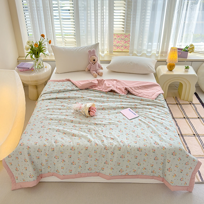 91家纺网 家纺一手货源 找家纺 睡棉坊 2025新款全棉有氧双层纱夏凉被空调被百分百纯棉被芯被子 露娜