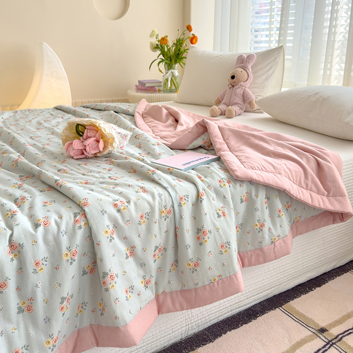 91家纺网 家纺一手货源 找家纺 睡棉坊 2025新款全棉有氧双层纱夏凉被空调被百分百纯棉被芯被子 露娜