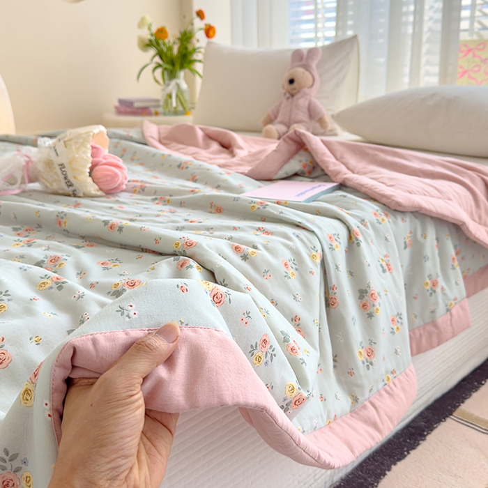 91家纺网 家纺一手货源 找家纺 睡棉坊 2025新款全棉有氧双层纱夏凉被空调被百分百纯棉被芯被子 露娜