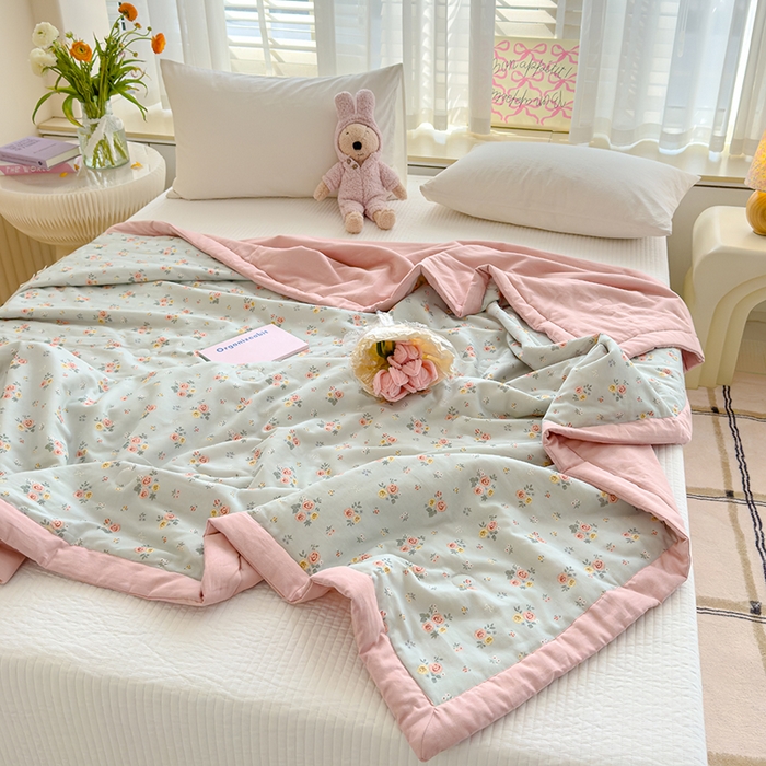 91家纺网 家纺一手货源 找家纺 睡棉坊 2025新款全棉有氧双层纱夏凉被空调被百分百纯棉被芯被子 露娜