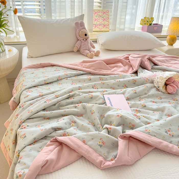 91家纺网 家纺一手货源 找家纺 睡棉坊 2025新款全棉有氧双层纱夏凉被空调被百分百纯棉被芯被子 露娜