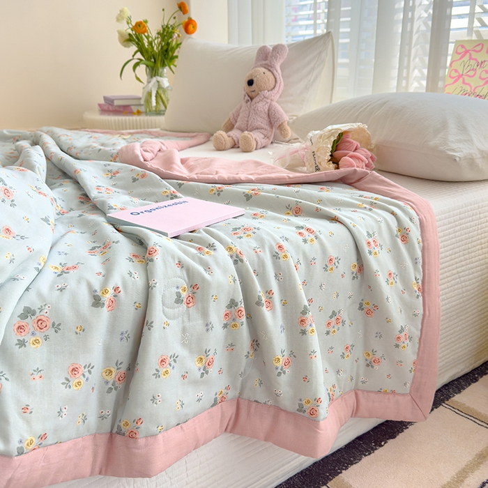 91家纺网 家纺一手货源 找家纺 睡棉坊 2025新款全棉有氧双层纱夏凉被空调被百分百纯棉被芯被子 露娜