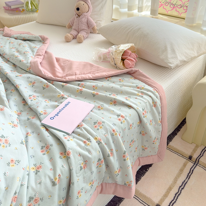 91家纺网 家纺一手货源 找家纺 睡棉坊 2025新款全棉有氧双层纱夏凉被空调被百分百纯棉被芯被子 露娜