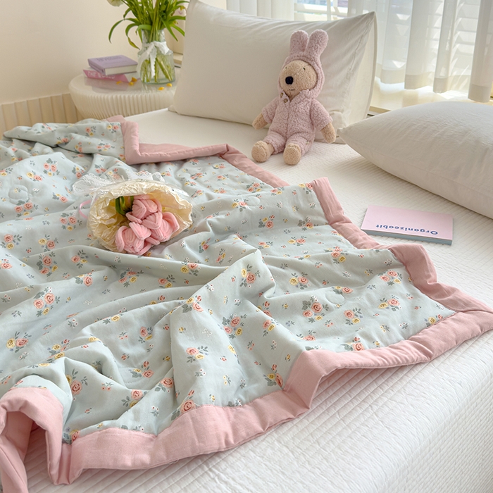 91家纺网 家纺一手货源 找家纺 睡棉坊 2025新款全棉有氧双层纱夏凉被空调被百分百纯棉被芯被子 露娜