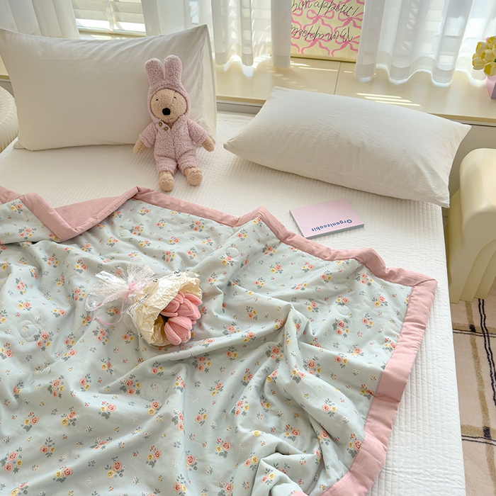 91家纺网 家纺一手货源 找家纺 睡棉坊 2025新款全棉有氧双层纱夏凉被空调被百分百纯棉被芯被子 露娜