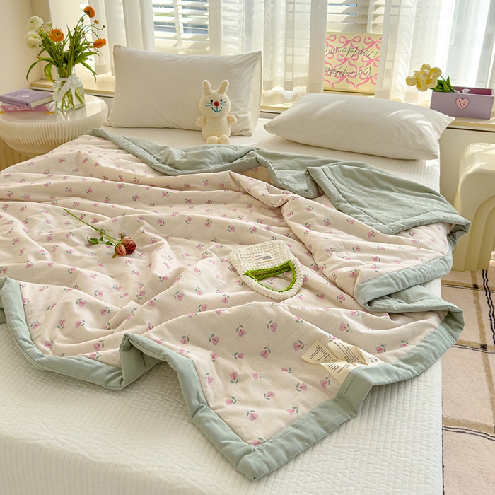 91家纺网 家纺一手货源 找家纺 睡棉坊 2025新款全棉有氧双层纱夏凉被空调被百分百纯棉被芯被子 洛丽塔