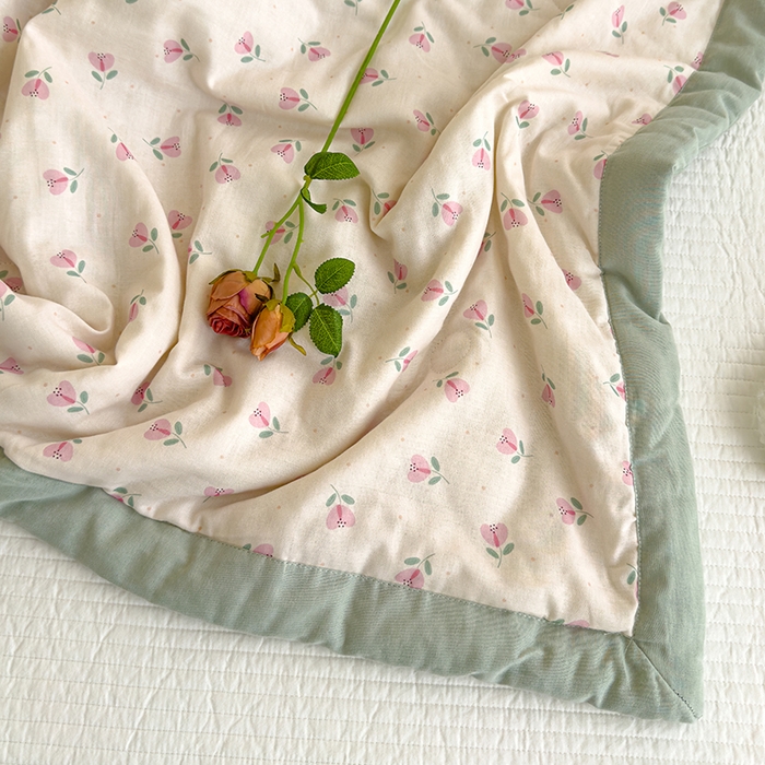 91家纺网 家纺一手货源 找家纺 睡棉坊 2025新款全棉有氧双层纱夏凉被空调被百分百纯棉被芯被子 洛丽塔