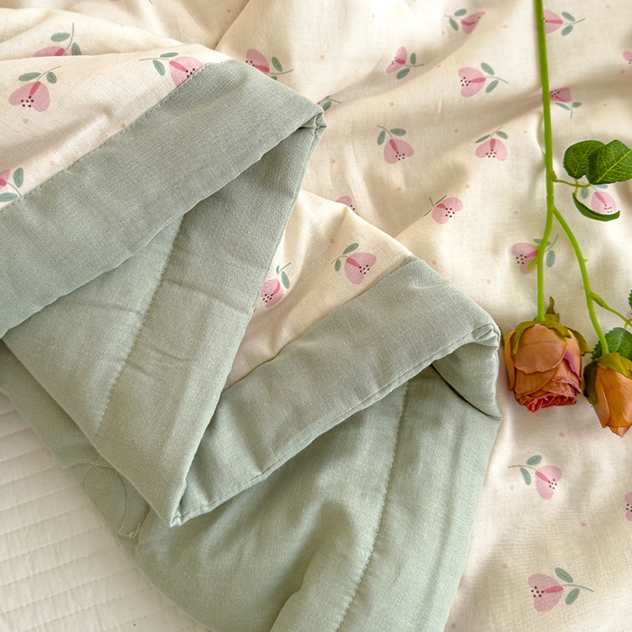 91家纺网 家纺一手货源 找家纺 睡棉坊 2025新款全棉有氧双层纱夏凉被空调被百分百纯棉被芯被子 洛丽塔