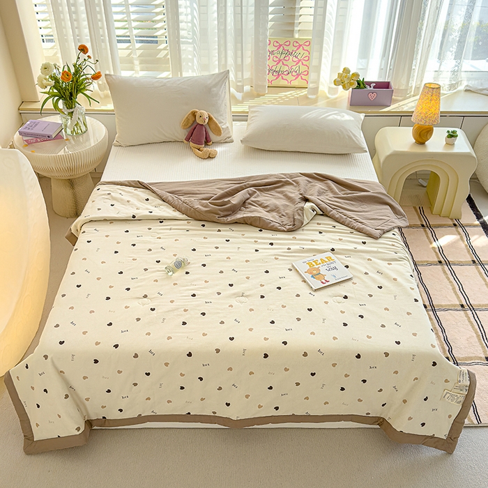 91家纺网 家纺一手货源 找家纺 睡棉坊 2025新款全棉有氧双层纱夏凉被空调被百分百纯棉被芯被子 米亚