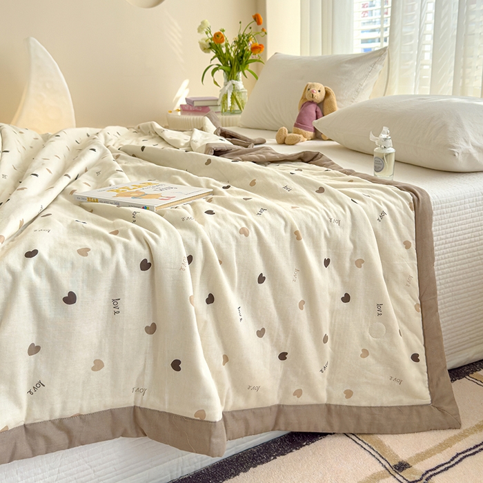 91家纺网 家纺一手货源 找家纺 睡棉坊 2025新款全棉有氧双层纱夏凉被空调被百分百纯棉被芯被子 米亚