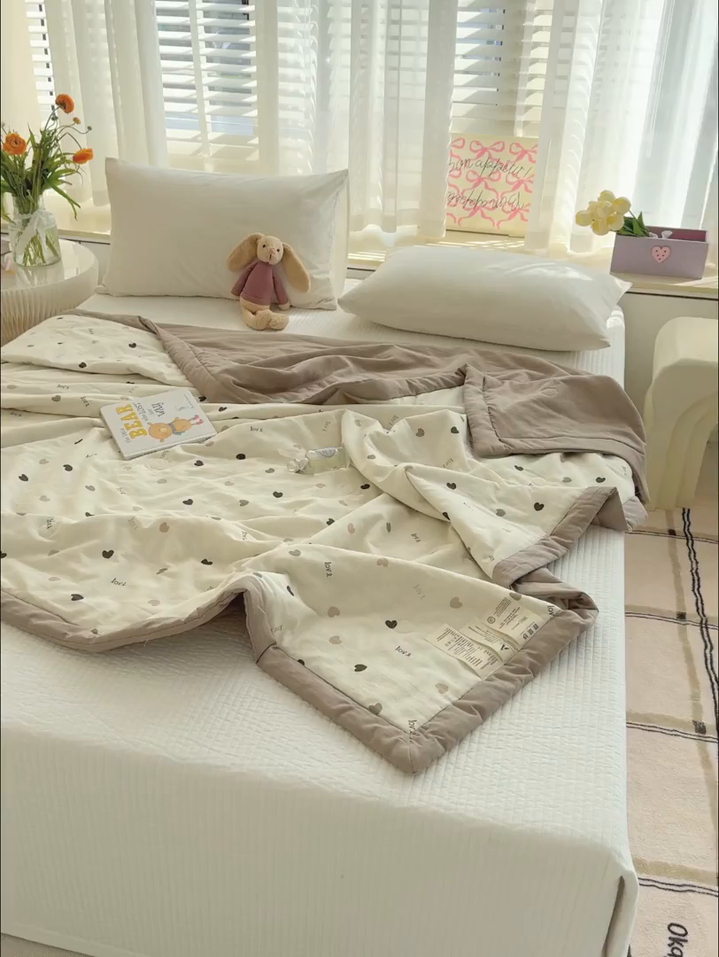 91家纺网 家纺一手货源 找家纺 睡棉坊 2025新款全棉有氧双层纱夏凉被空调被百分百纯棉被芯被子 米亚