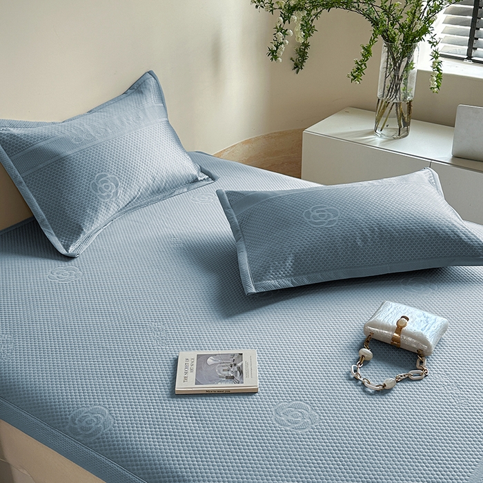 91家纺网 家纺一手货源 找家纺 凉百百 2025新款3D豆豆凉席系列-瑰夏 瑰夏-蓝