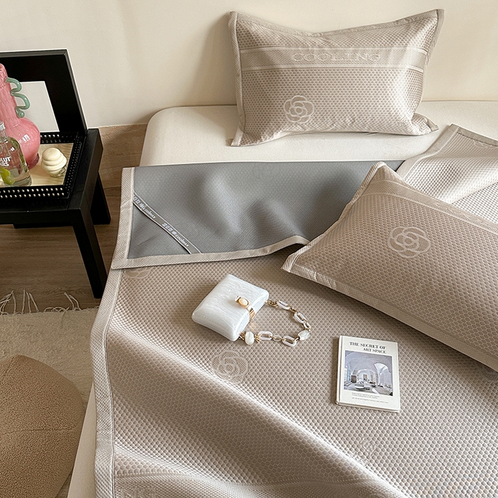 91家纺网 家纺一手货源 找家纺 凉百百 2025新款3D豆豆凉席系列-瑰夏 瑰夏-香槟