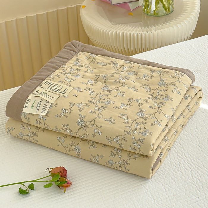 91家纺网 家纺一手货源 找家纺 睡棉坊 2025新款全棉有氧双层纱夏凉被空调被百分百纯棉被芯被子 摩卡