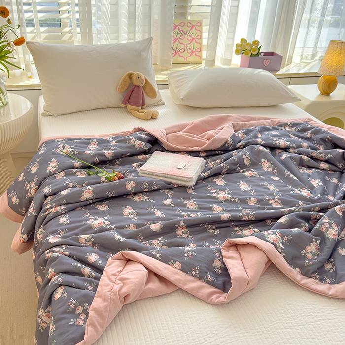 91家纺网 家纺一手货源 找家纺 睡棉坊 2025新款全棉有氧双层纱夏凉被空调被百分百纯棉被芯被子 如梦