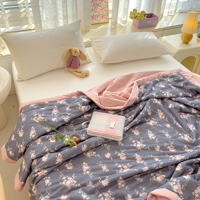 91家纺网 家纺一手货源 找家纺 睡棉坊 2025新款全棉有氧双层纱夏凉被空调被百分百纯棉被芯被子 如梦