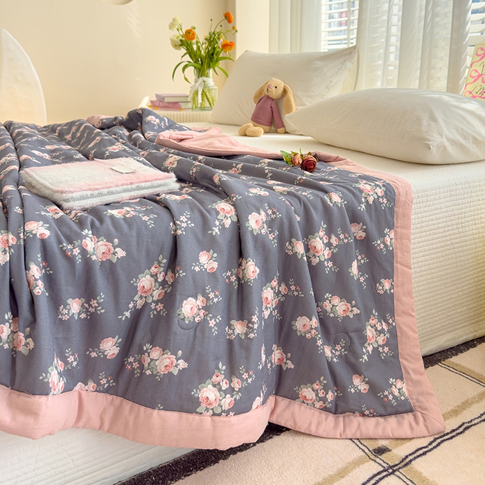 91家纺网 家纺一手货源 找家纺 睡棉坊 2025新款全棉有氧双层纱夏凉被空调被百分百纯棉被芯被子 如梦