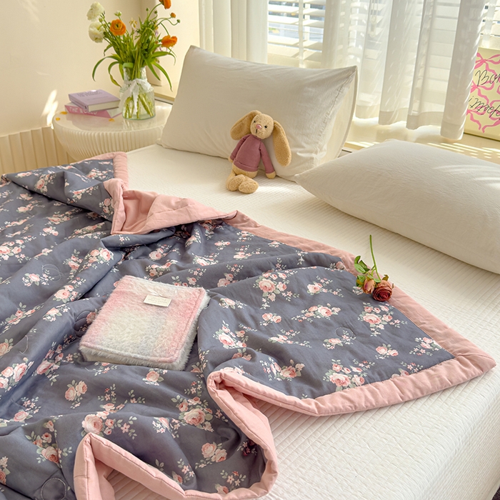 91家纺网 家纺一手货源 找家纺 睡棉坊 2025新款全棉有氧双层纱夏凉被空调被百分百纯棉被芯被子 如梦