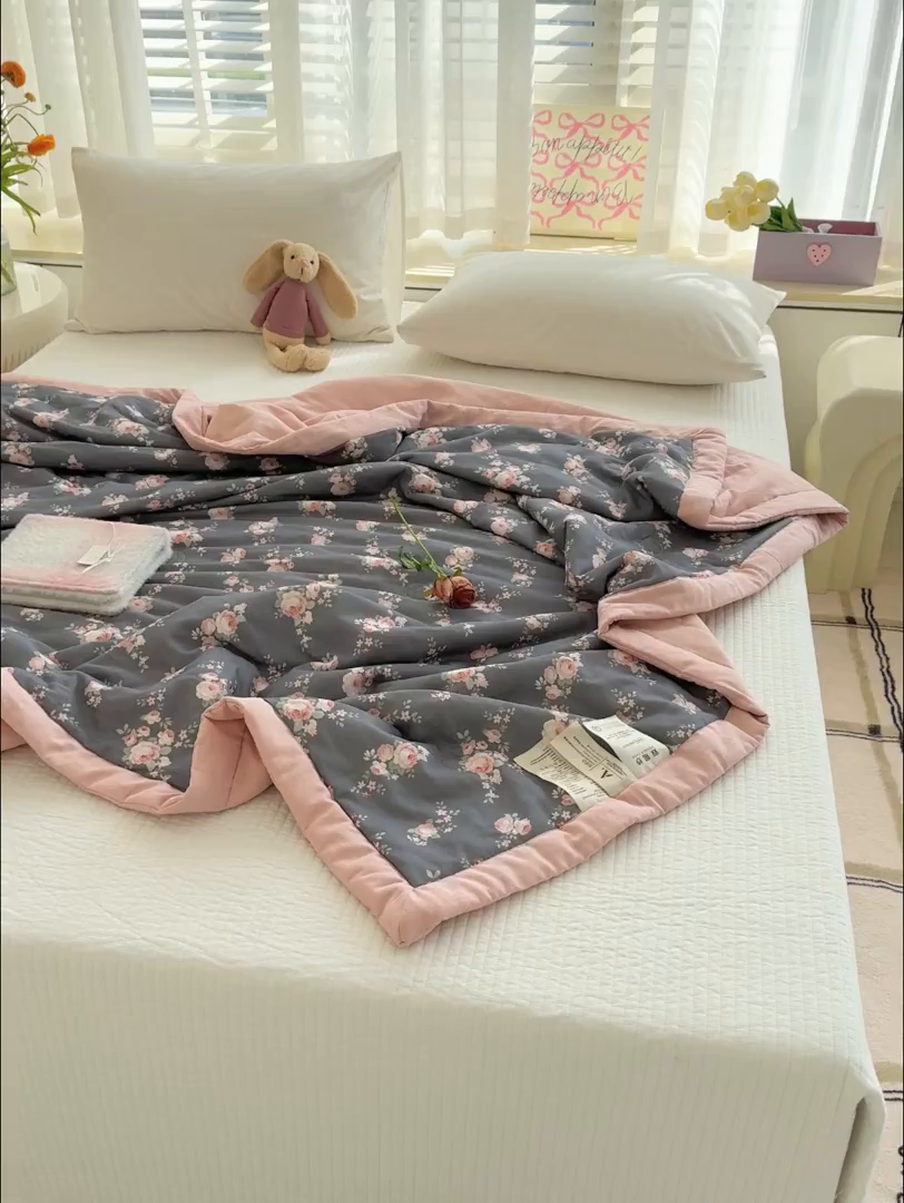 91家纺网 家纺一手货源 找家纺 睡棉坊 2025新款全棉有氧双层纱夏凉被空调被百分百纯棉被芯被子 如梦
