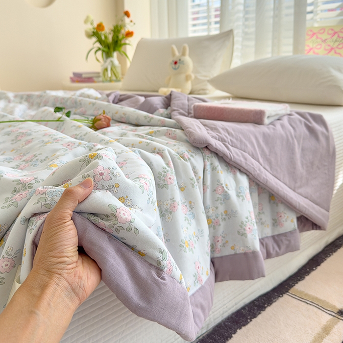 91家纺网 家纺一手货源 找家纺 睡棉坊 2025新款全棉有氧双层纱夏凉被空调被百分百纯棉被芯被子 汐语