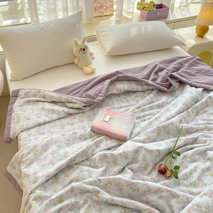 91家纺网 家纺一手货源 找家纺 睡棉坊 2025新款全棉有氧双层纱夏凉被空调被百分百纯棉被芯被子 汐语