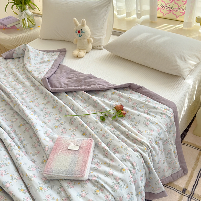 91家纺网 家纺一手货源 找家纺 睡棉坊 2025新款全棉有氧双层纱夏凉被空调被百分百纯棉被芯被子 汐语