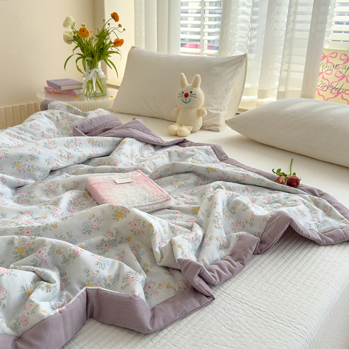 91家纺网 家纺一手货源 找家纺 睡棉坊 2025新款全棉有氧双层纱夏凉被空调被百分百纯棉被芯被子 汐语