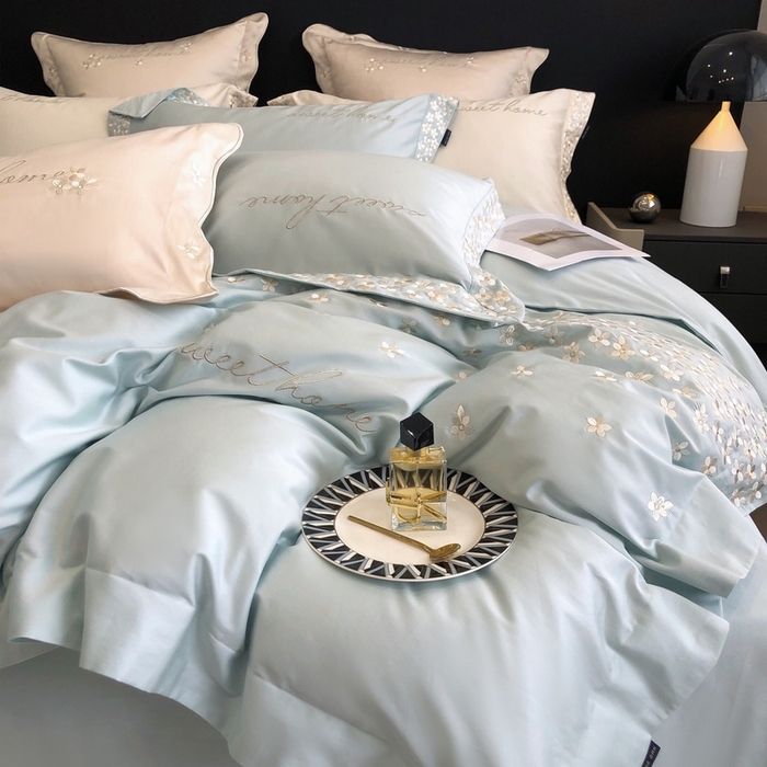 91家纺网 家纺一手货源 找家纺 卡姿家纺 2025新款100支全棉纯棉高端定制四件套—伊莎贝拉 伊莎贝拉—星绿