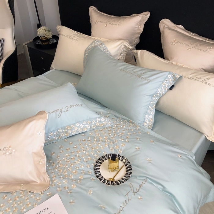 91家纺网 家纺一手货源 找家纺 卡姿家纺 2025新款100支全棉纯棉高端定制四件套—伊莎贝拉 伊莎贝拉—星绿