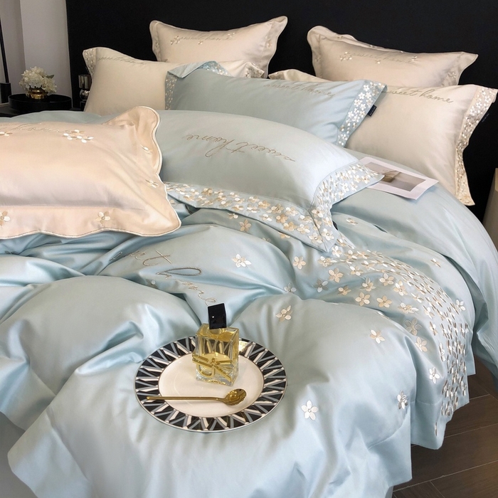 91家纺网 家纺一手货源 找家纺 卡姿家纺 2025新款100支全棉纯棉高端定制四件套—伊莎贝拉 伊莎贝拉—星绿