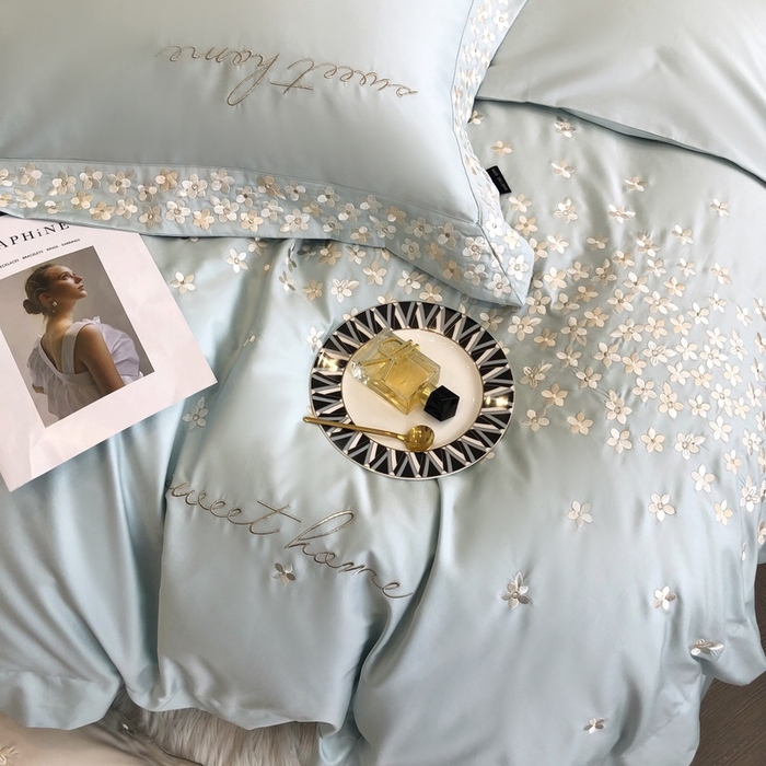 91家纺网 家纺一手货源 找家纺 卡姿家纺 2025新款100支全棉纯棉高端定制四件套—伊莎贝拉 伊莎贝拉—星绿