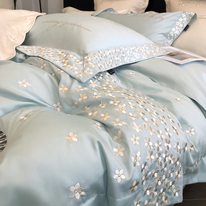 91家纺网 家纺一手货源 找家纺 卡姿家纺 2025新款100支全棉纯棉高端定制四件套—伊莎贝拉 伊莎贝拉—星绿