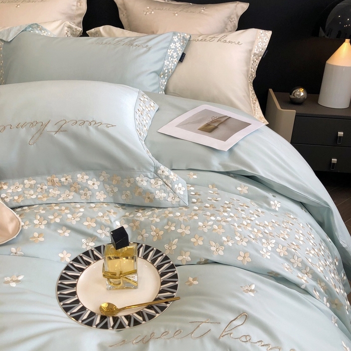 91家纺网 家纺一手货源 找家纺 卡姿家纺 2025新款100支全棉纯棉高端定制四件套—伊莎贝拉 伊莎贝拉—星绿