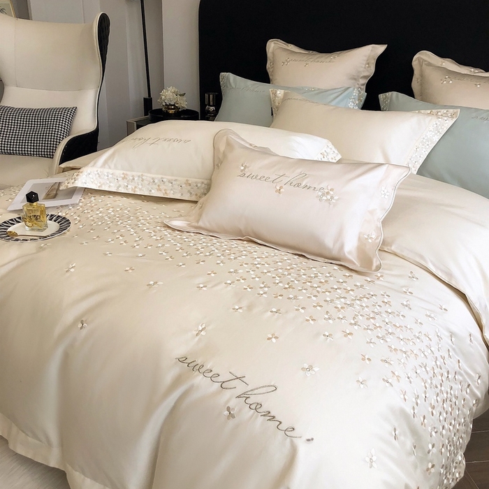 91家纺网 家纺一手货源 找家纺 卡姿家纺 2025新款100支全棉纯棉高端定制四件套—伊莎贝拉 伊莎贝拉-白