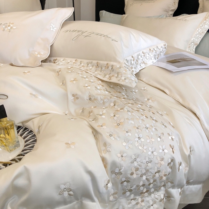 91家纺网 家纺一手货源 找家纺 卡姿家纺 2025新款100支全棉纯棉高端定制四件套—伊莎贝拉 伊莎贝拉-白