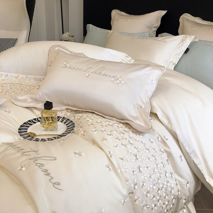 91家纺网 家纺一手货源 找家纺 卡姿家纺 2025新款100支全棉纯棉高端定制四件套—伊莎贝拉 伊莎贝拉-白